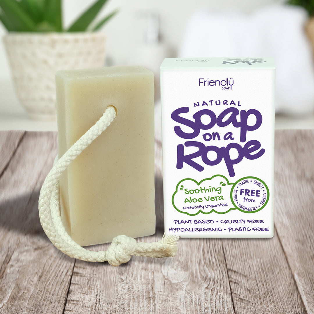 Natural Soap On A Rope - 'Soothing' Aloe Vera 125g Friendly Soap