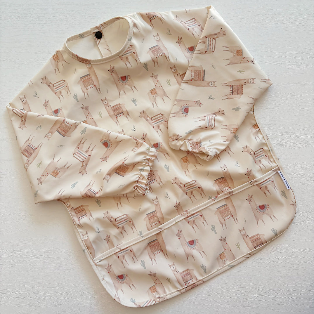 Long Sleeved Baby Bib - Alpacas Bobbin and Bumble