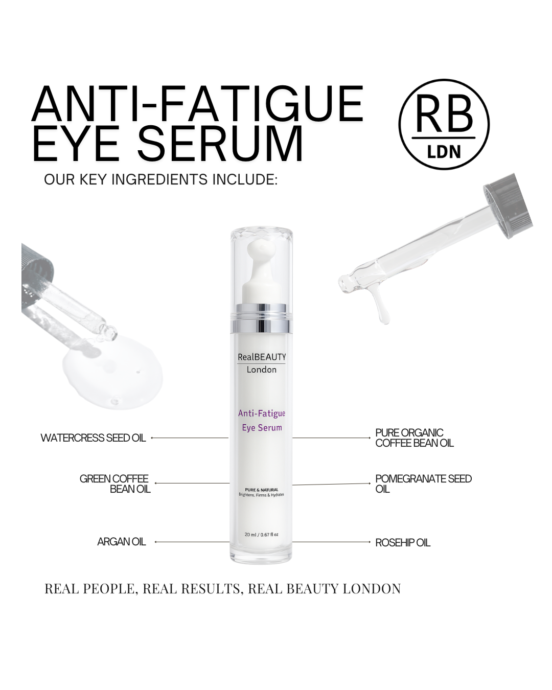 Anti-Fatigue Eye Serum with Eye Roller Real Beauty London