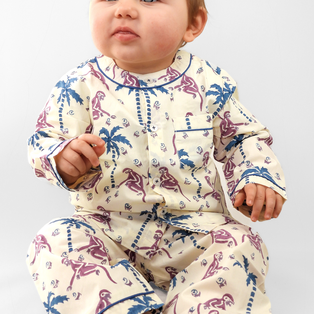 monkey capers - organic cotton baby pyjama set Kutti Lulu