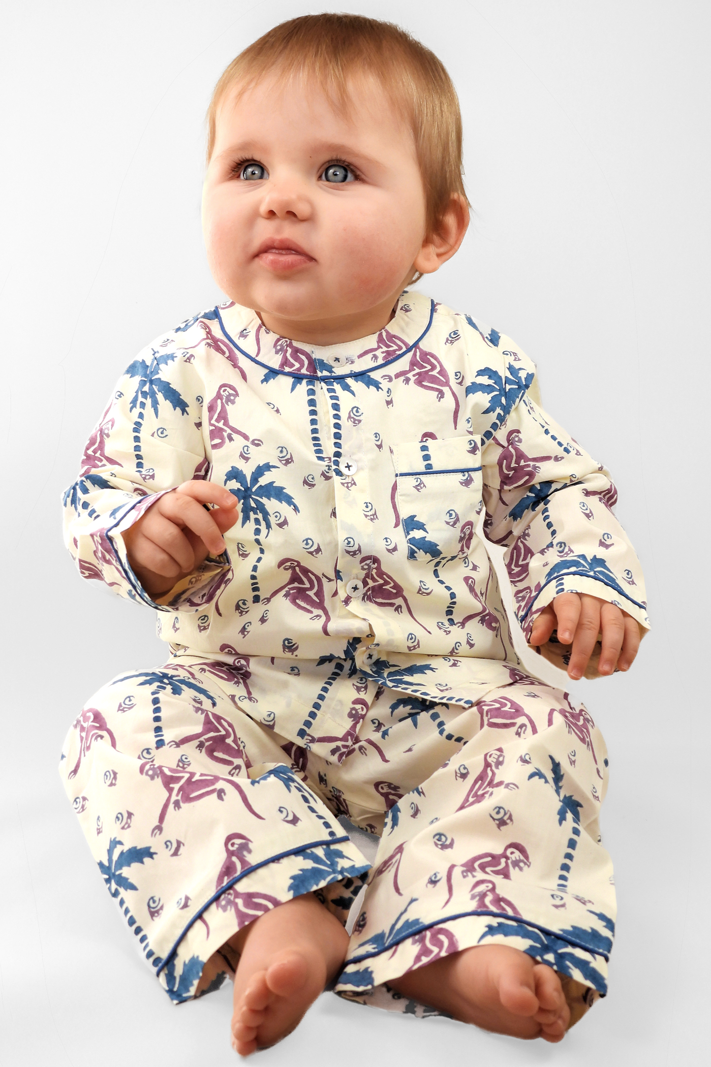 monkey capers - organic cotton baby pyjama set Kutti Lulu