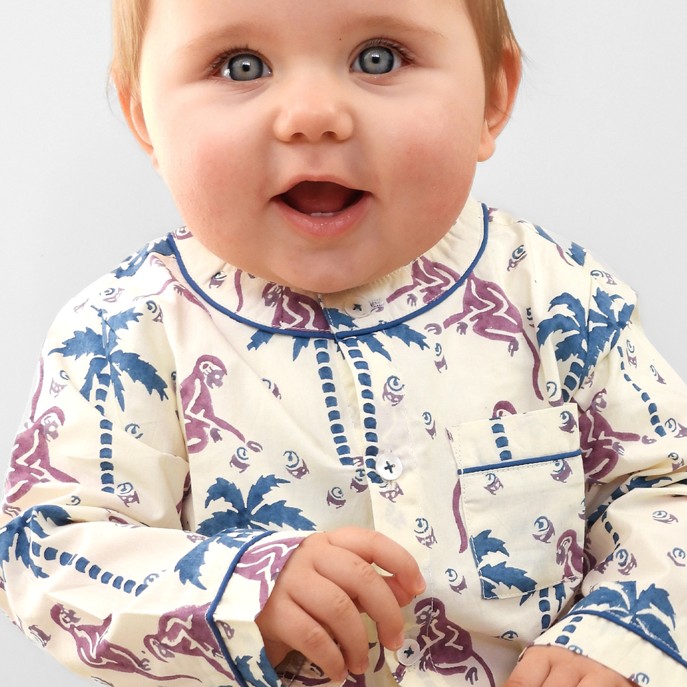 monkey capers - organic cotton baby pyjama set Kutti Lulu