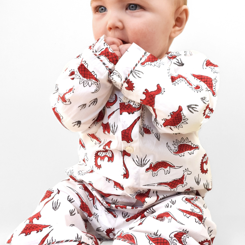 tag-a-saurus tales - organic cotton baby pyjama set Kutti Lulu