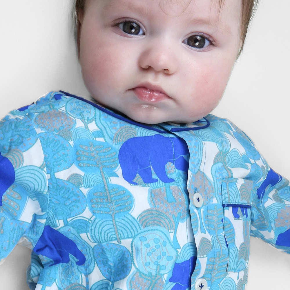the wandering bear-  organic cotton baby pyjama set Kutti Lulu