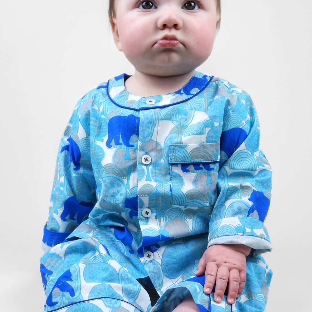 the wandering bear-  organic cotton baby pyjama set Kutti Lulu