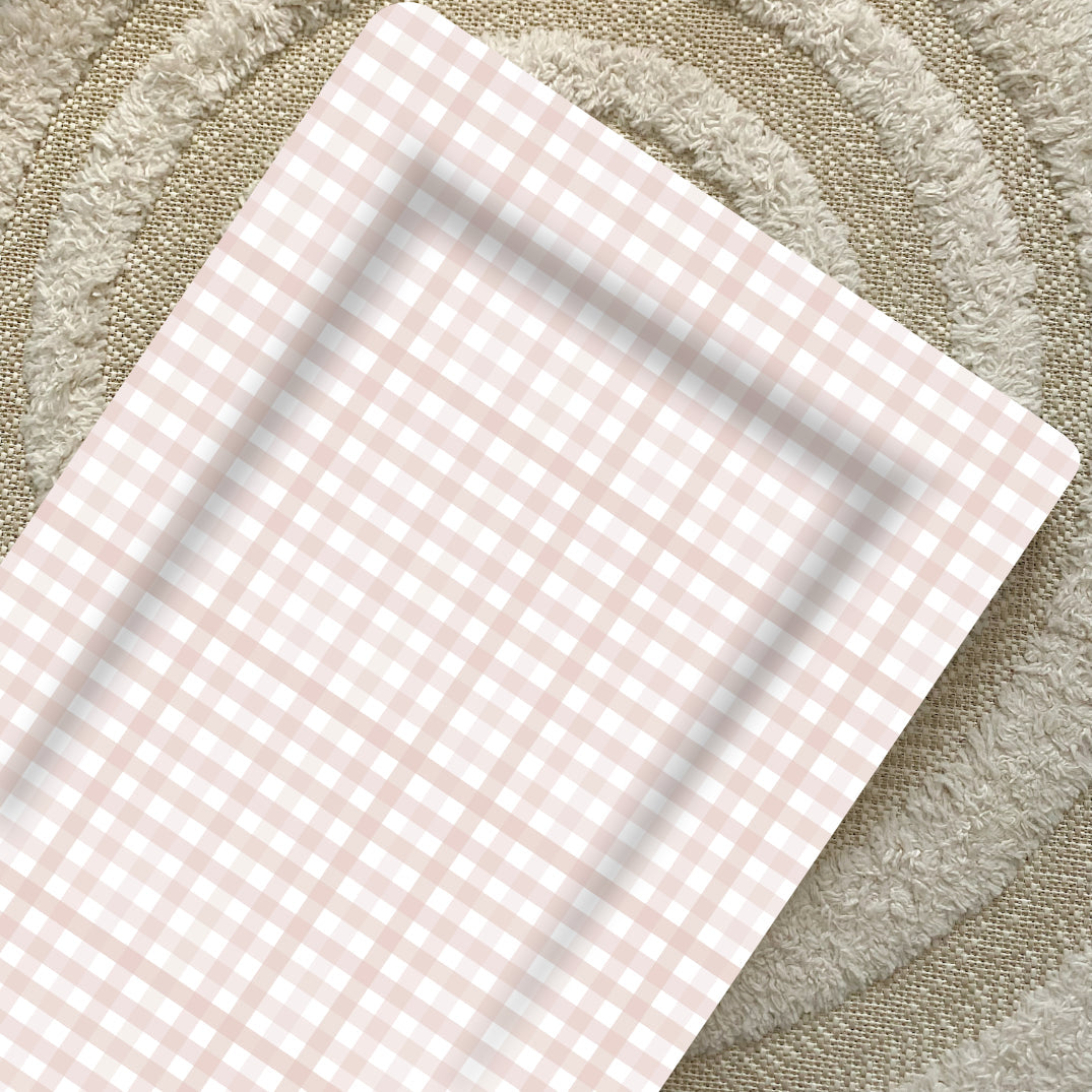 Standard Changing Mat - Pink Gingham Print Bobbin and Bumble