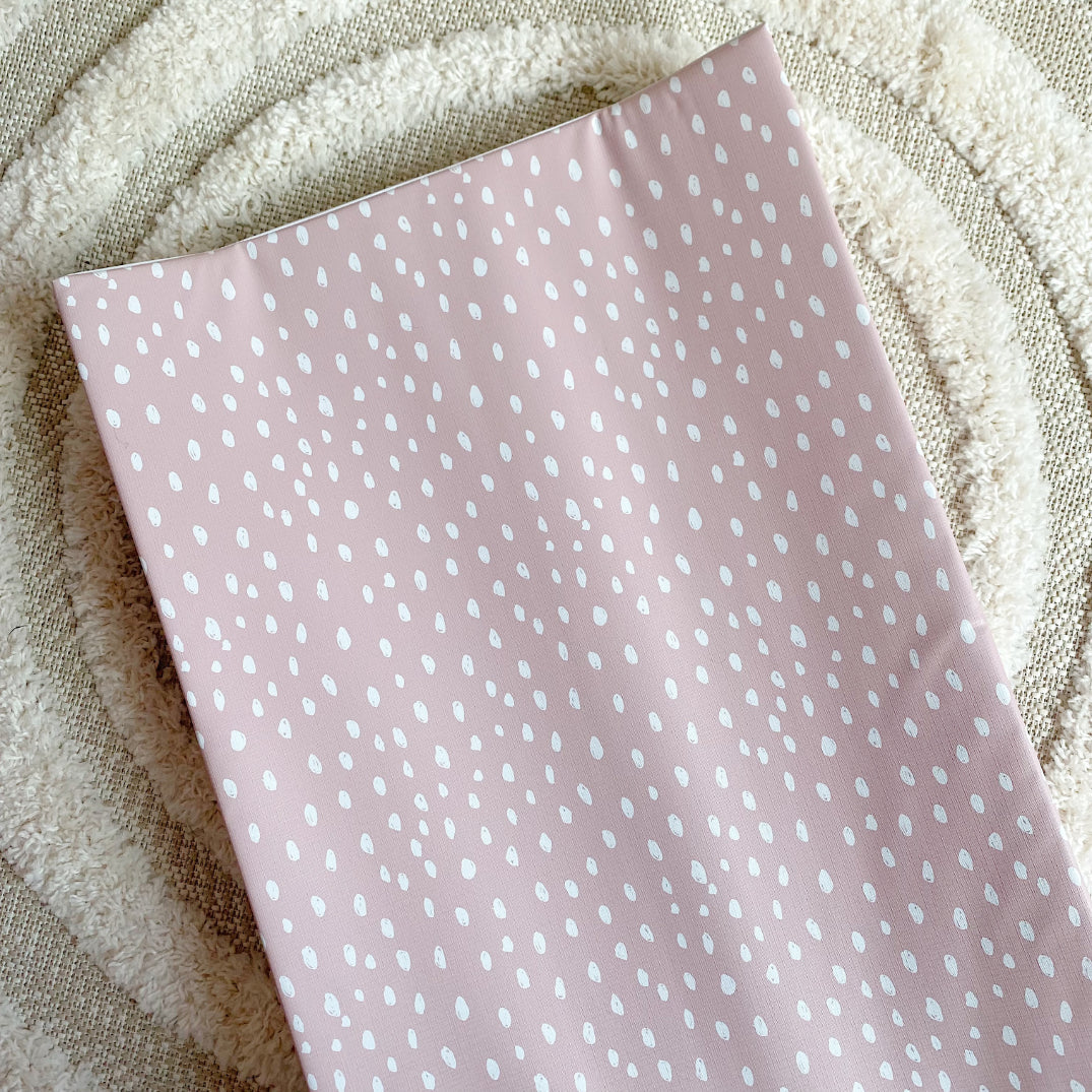 Anti-Roll Wedge Changing Mat - Dusky Pink Spotty Print Bobbin and Bumble