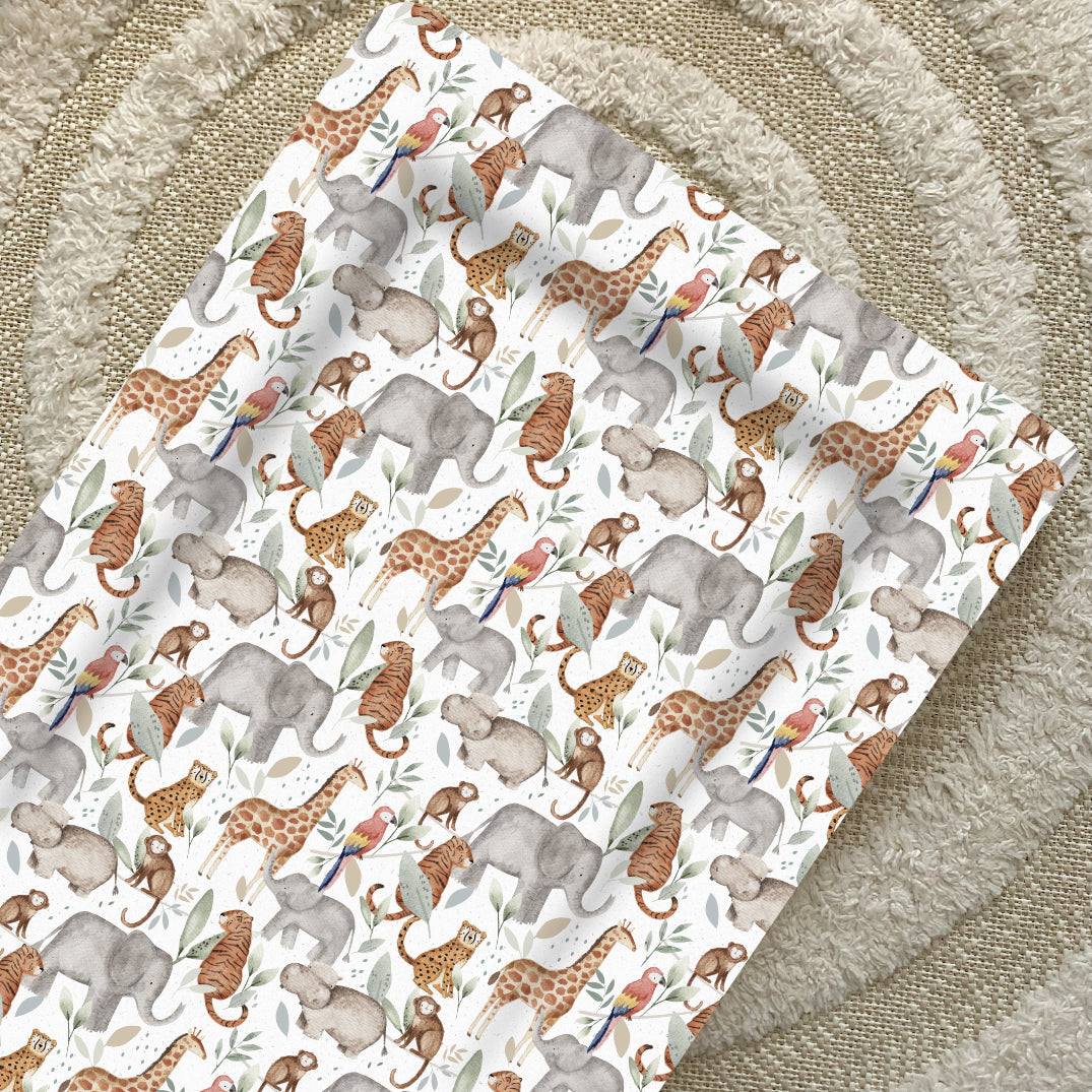 Standard Changing Mat - Jungle Animals Print Bobbin and Bumble