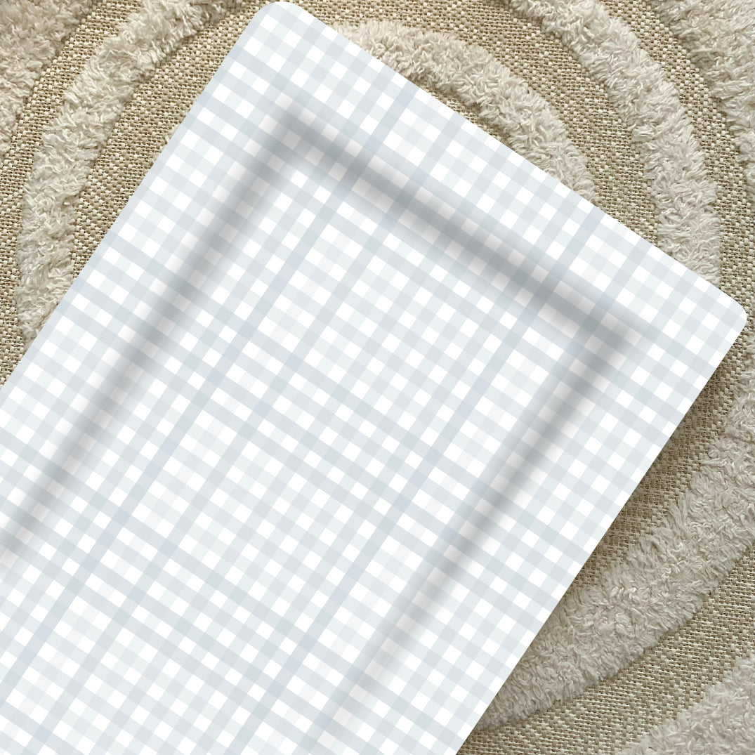 Standard Changing Mat - Powder Blue Gingham Bobbin and Bumble