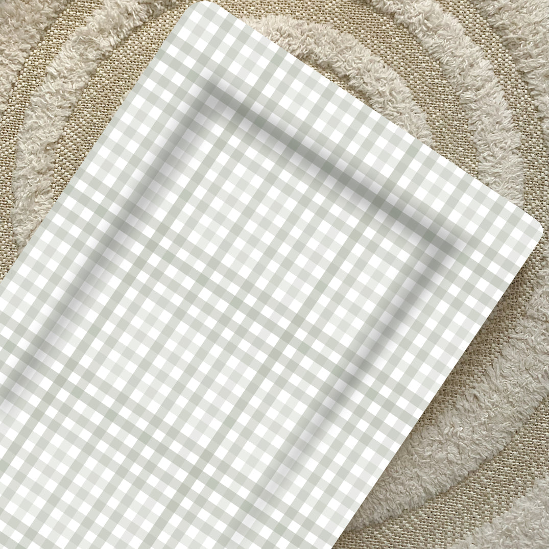 Standard Changing Mat - Sage Green Gingham Bobbin and Bumble