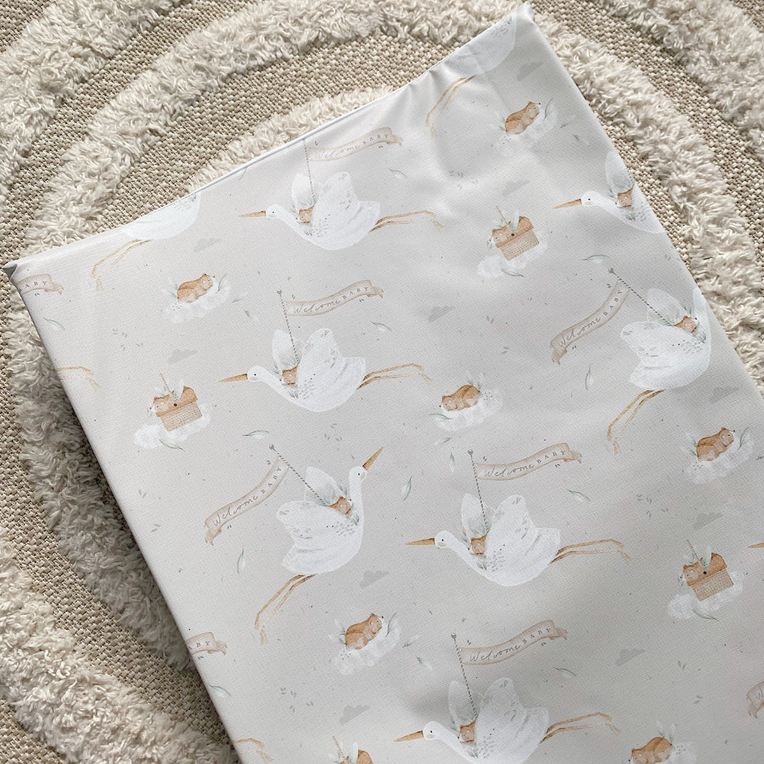 Anti-Roll Wedge Baby Changing Mat - Welcome Baby Print Bobbin and Bumble