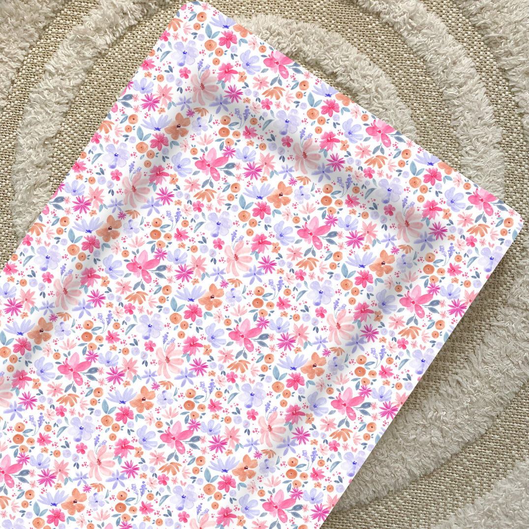 Standard Changing Mat - Magenta Floral Bobbin and Bumble