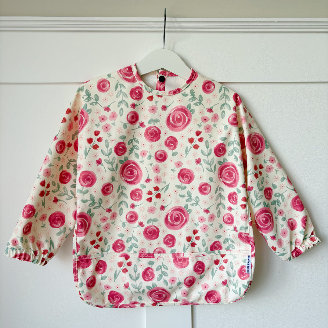 Long Sleeved Baby Bib - Country Floral Bobbin and Bumble