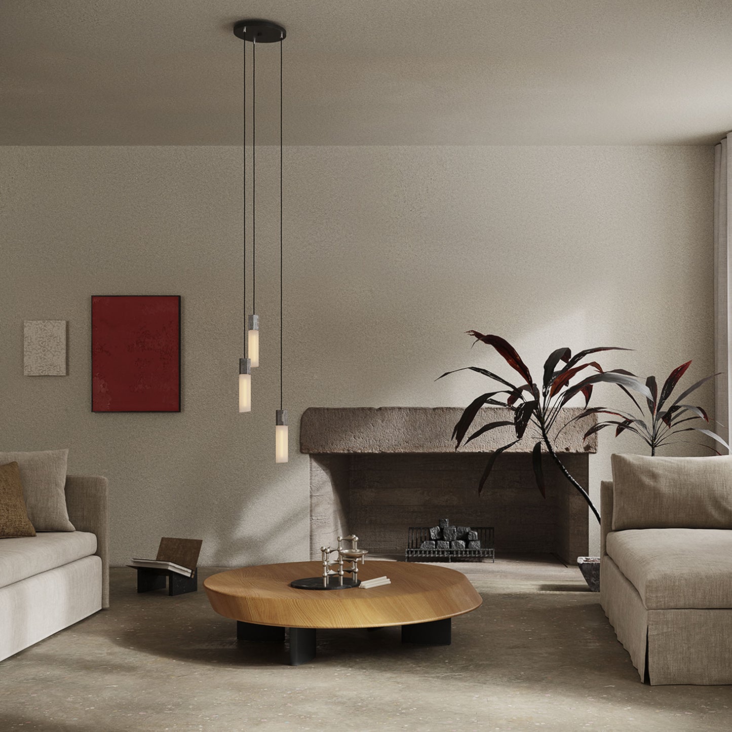 Basalt Triple Pendant in Stainless Steel Tala
