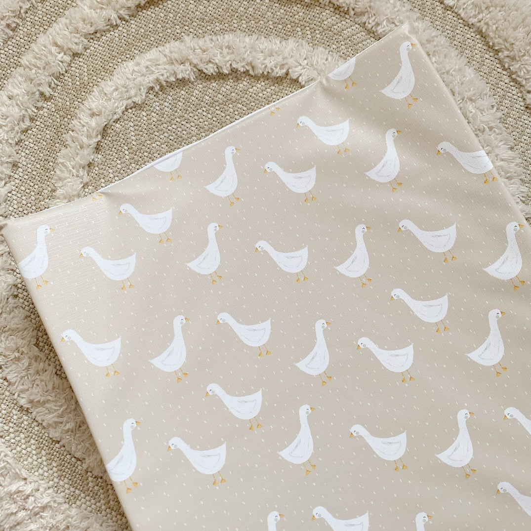 Anti-Roll Wedge Baby Changing Mat - Splash Goose print Bobbin and Bumble