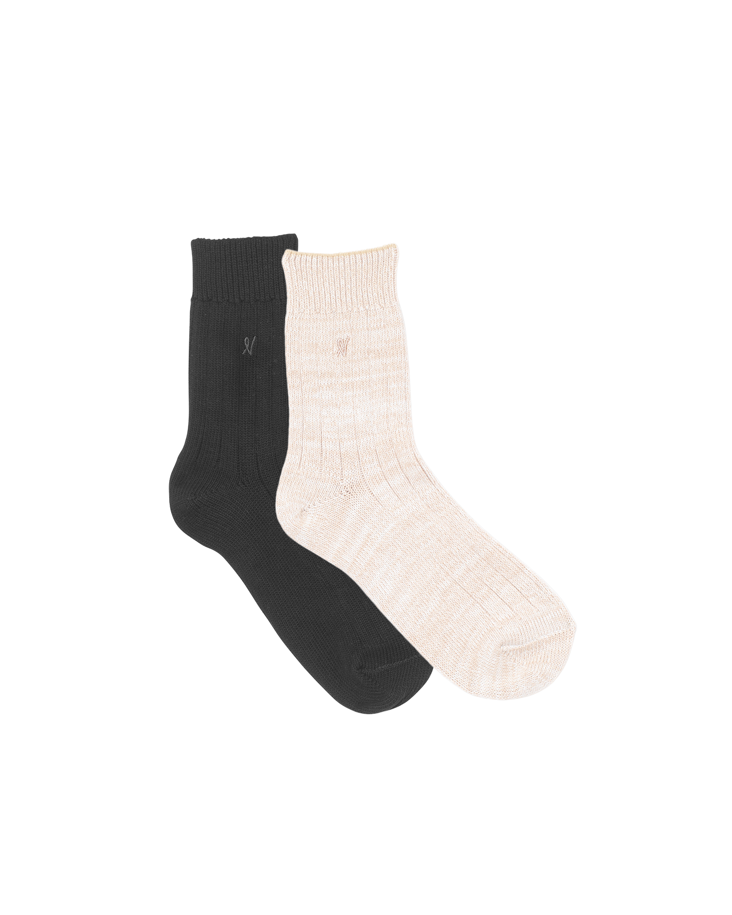 The Organic Cotton Socks 2 Pack - Black/Oatmeal Nudea