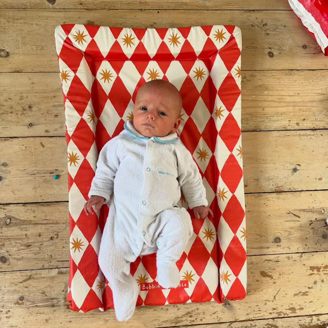 Standard Changing Mat - Red Harlequin Bobbin and Bumble