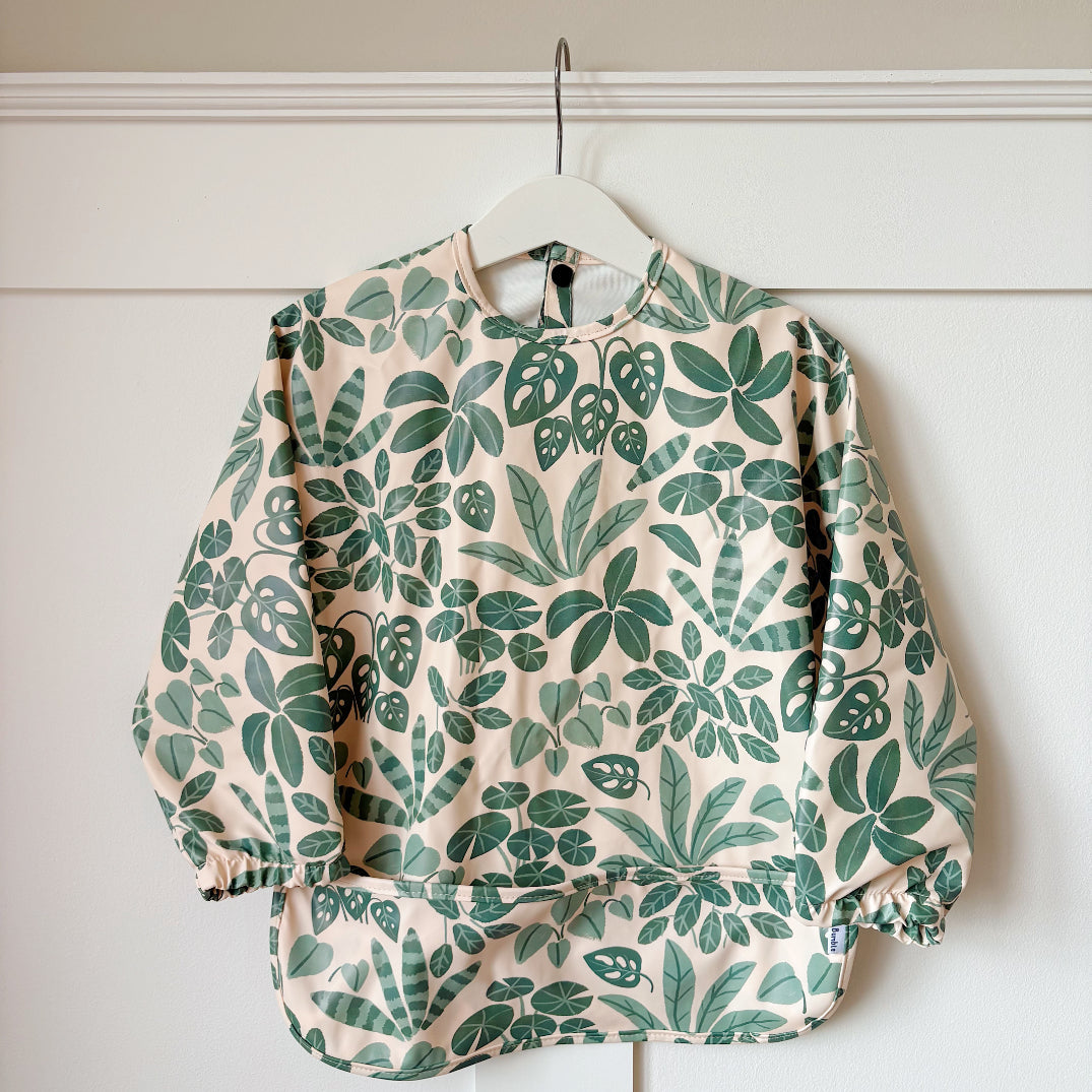 Long Sleeved Baby Bib - Houseplant Haven Bobbin and Bumble