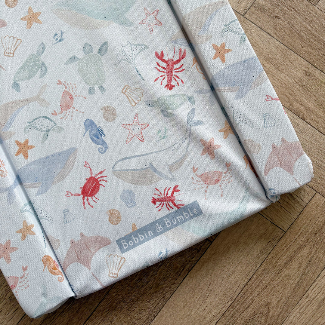 Standard Changing Mat - Deep Blue Sea Print Bobbin and Bumble