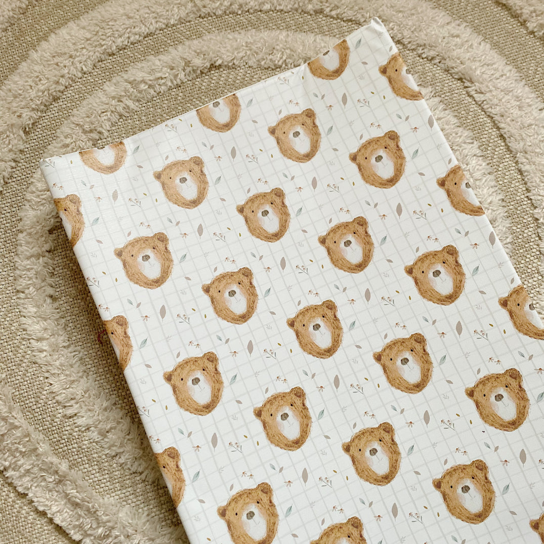 Anti-Roll Wedge Baby Changing Mat - Bru Bear Print Bobbin and Bumble