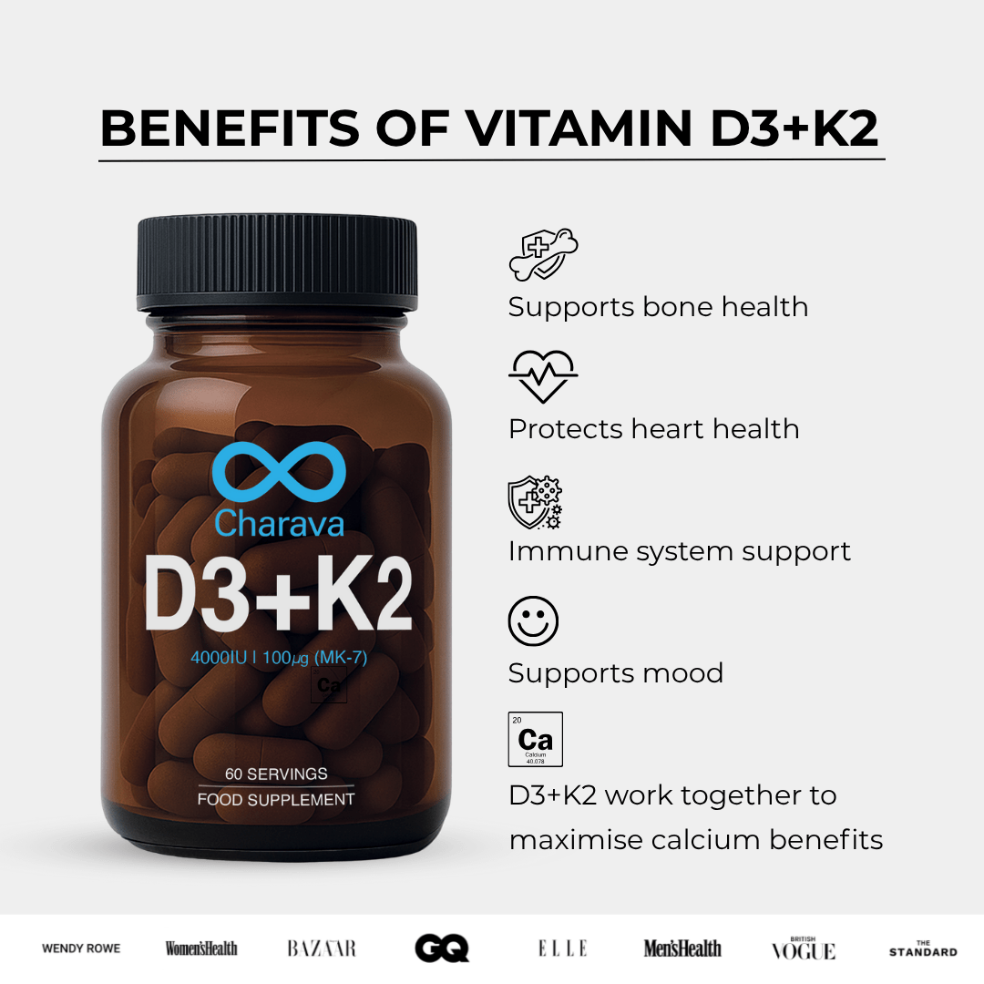 Charava Vitamin D3 (4000IU) + K2 (MK-7) Charava UK