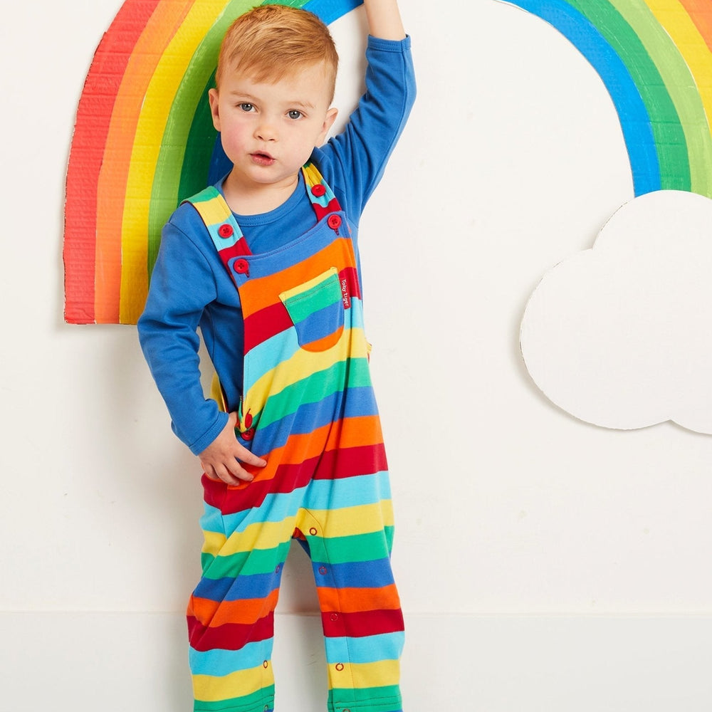 Organic Multi Stripe Dungarees Toby Tiger