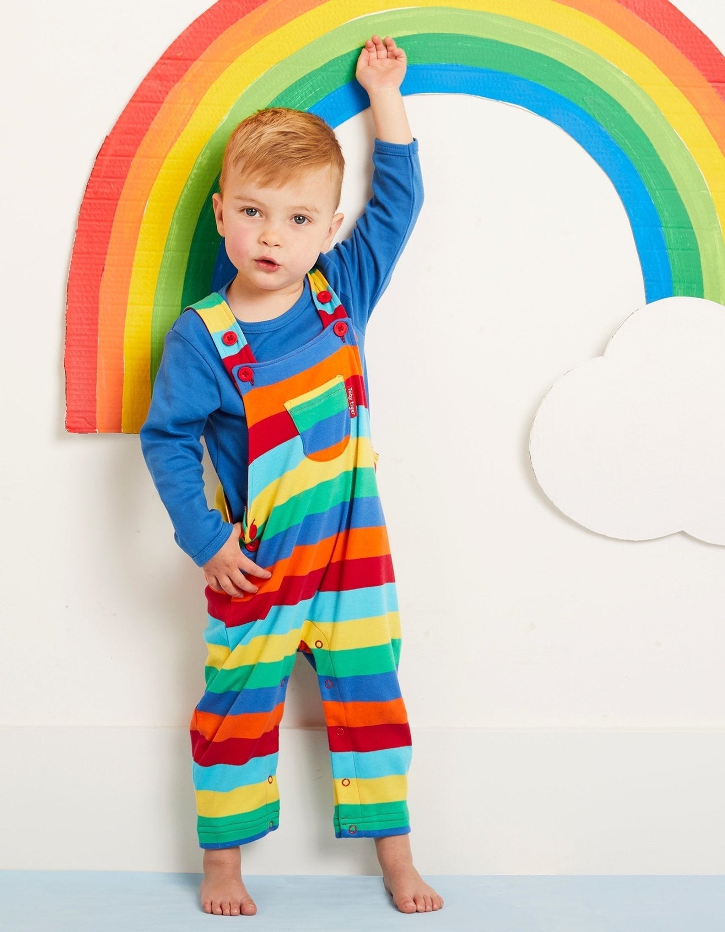 Organic Multi Stripe Dungarees Toby Tiger