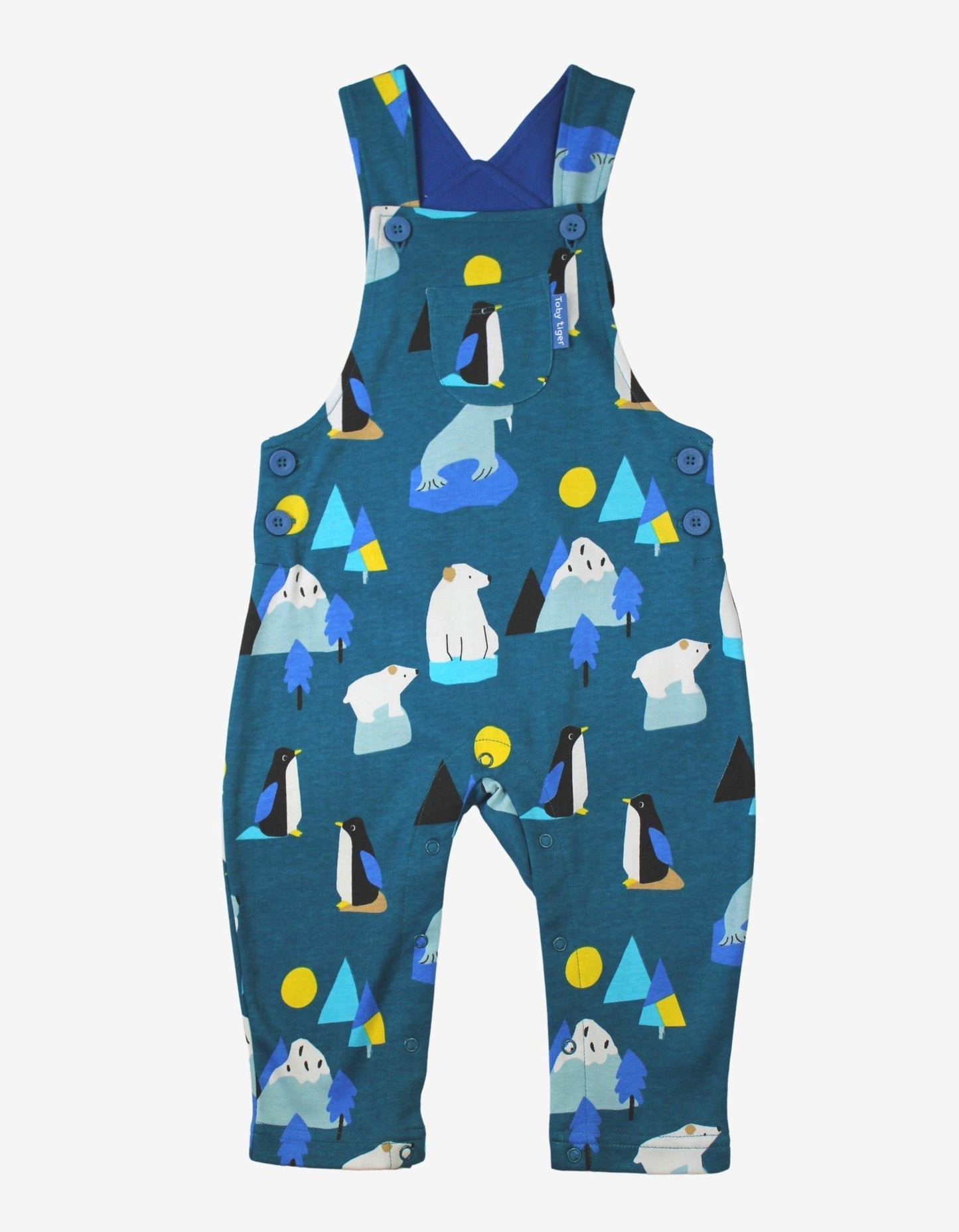 Organic Arctic Print Dungarees Toby Tiger