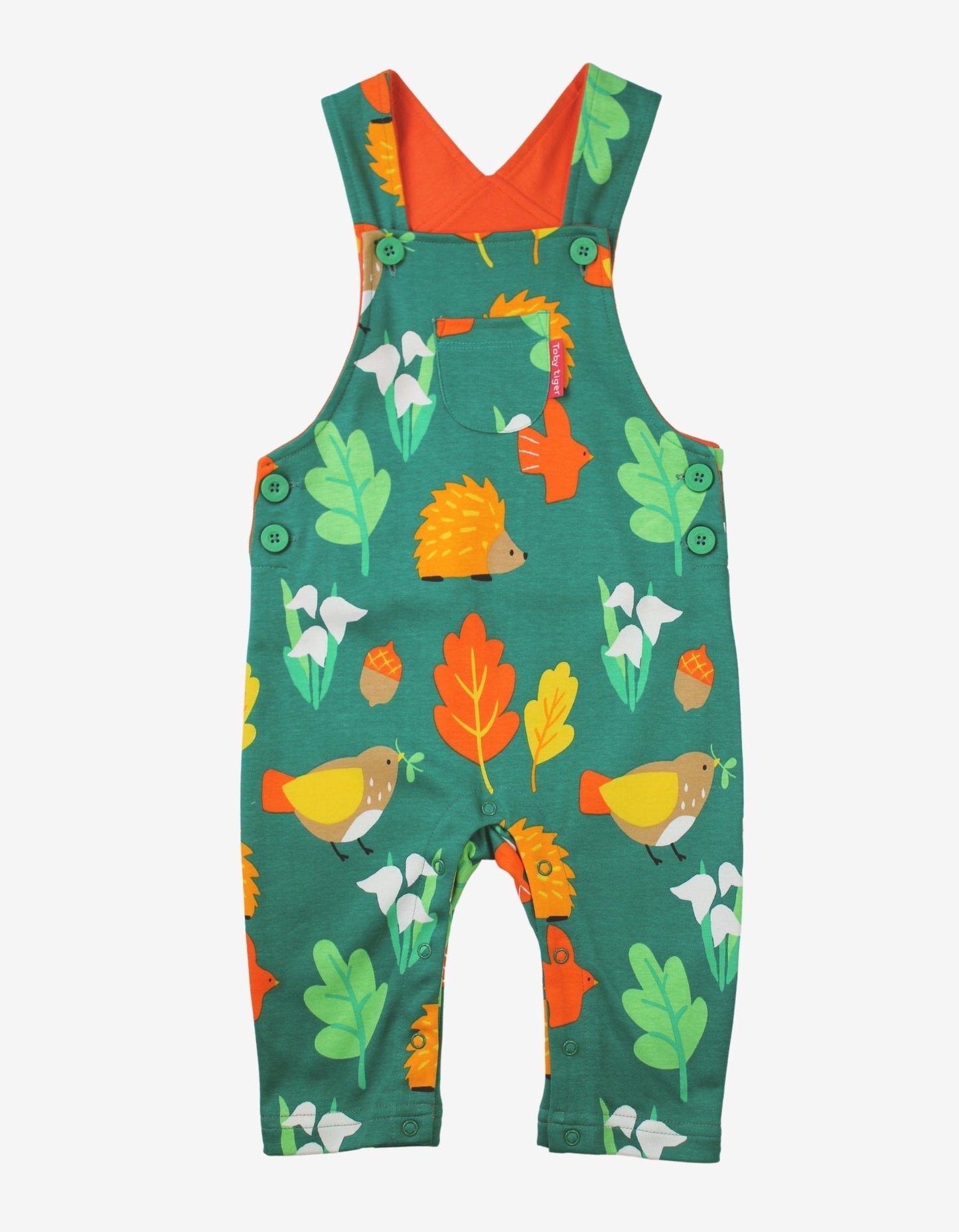 Organic Autumn Print Dungarees Toby Tiger