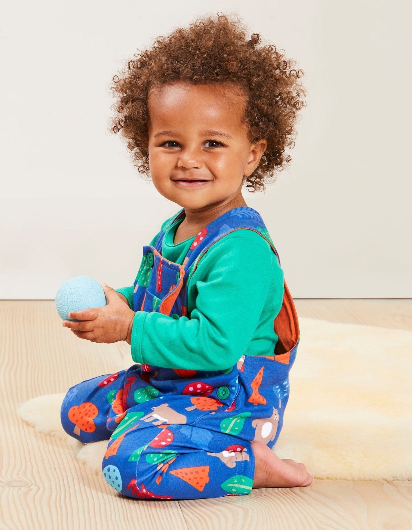 Organic Camping Bear Print Dungarees Toby Tiger