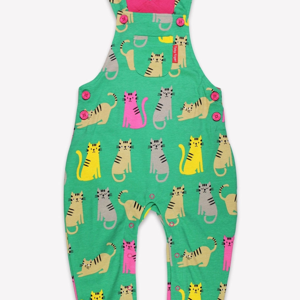 Organic Kitten Print Dungarees Toby Tiger