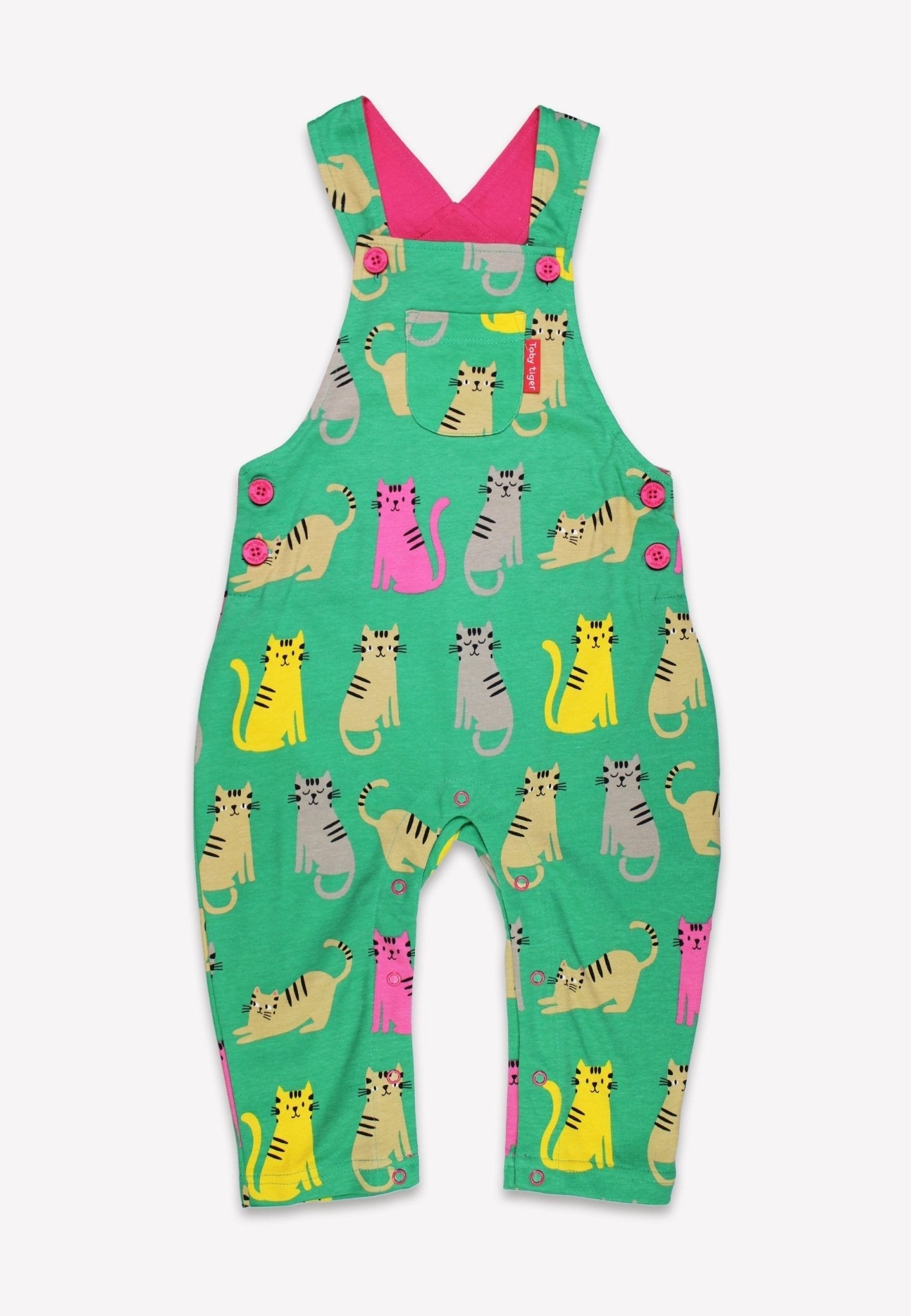 Organic Kitten Print Dungarees Toby Tiger