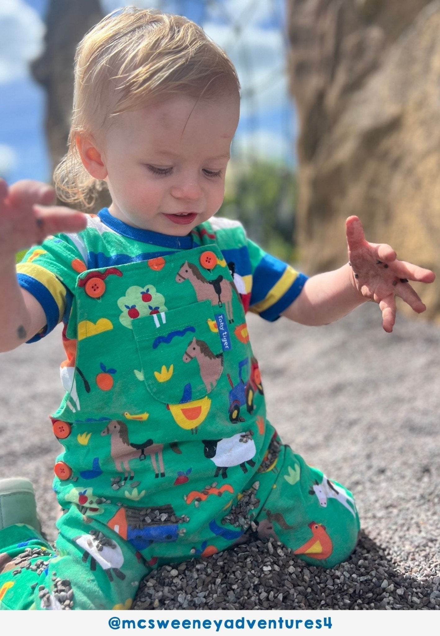 Organic Hillside Print Dungarees Toby Tiger