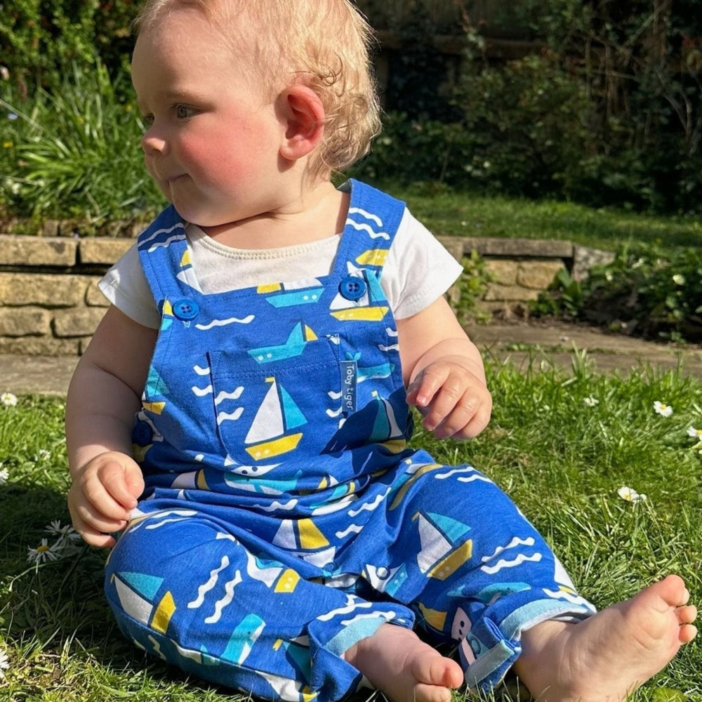 Organic St Ives Print Dungarees Toby Tiger