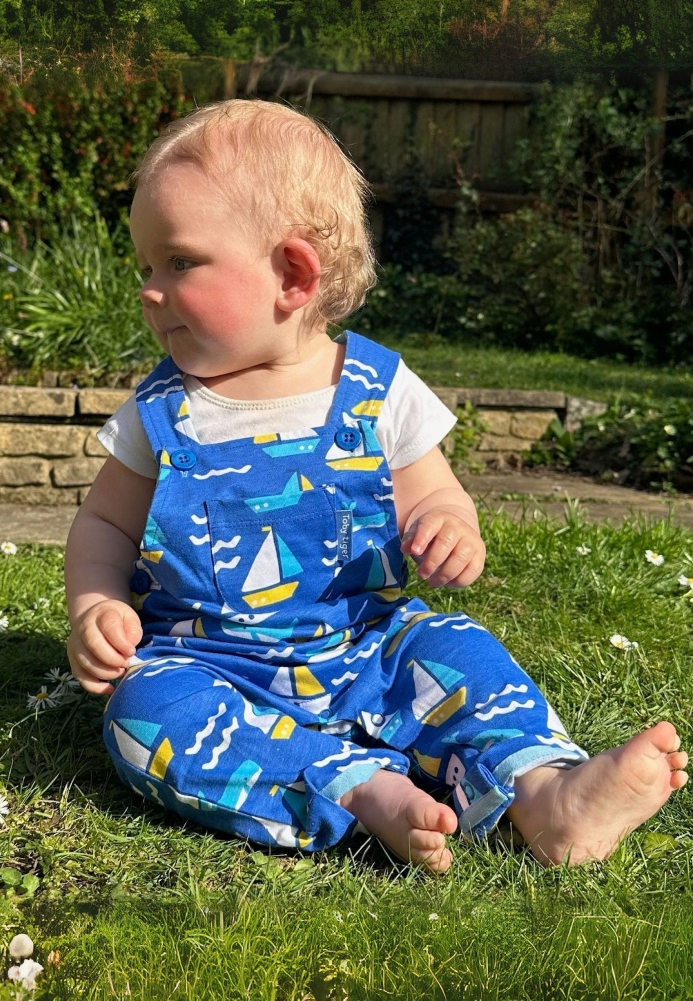 Organic St Ives Print Dungarees Toby Tiger