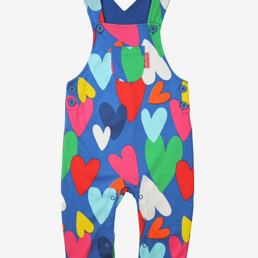 Organic Heart Print Dungarees Toby Tiger