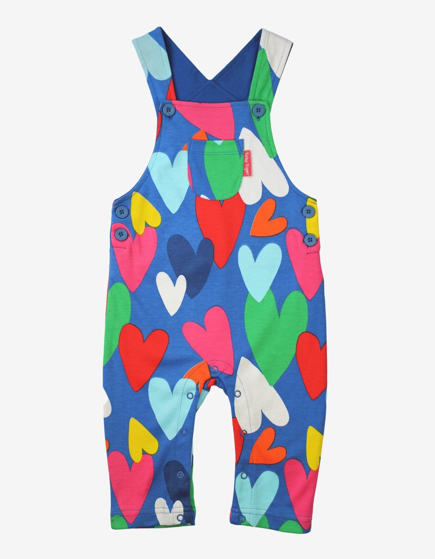 Organic Heart Print Dungarees Toby Tiger