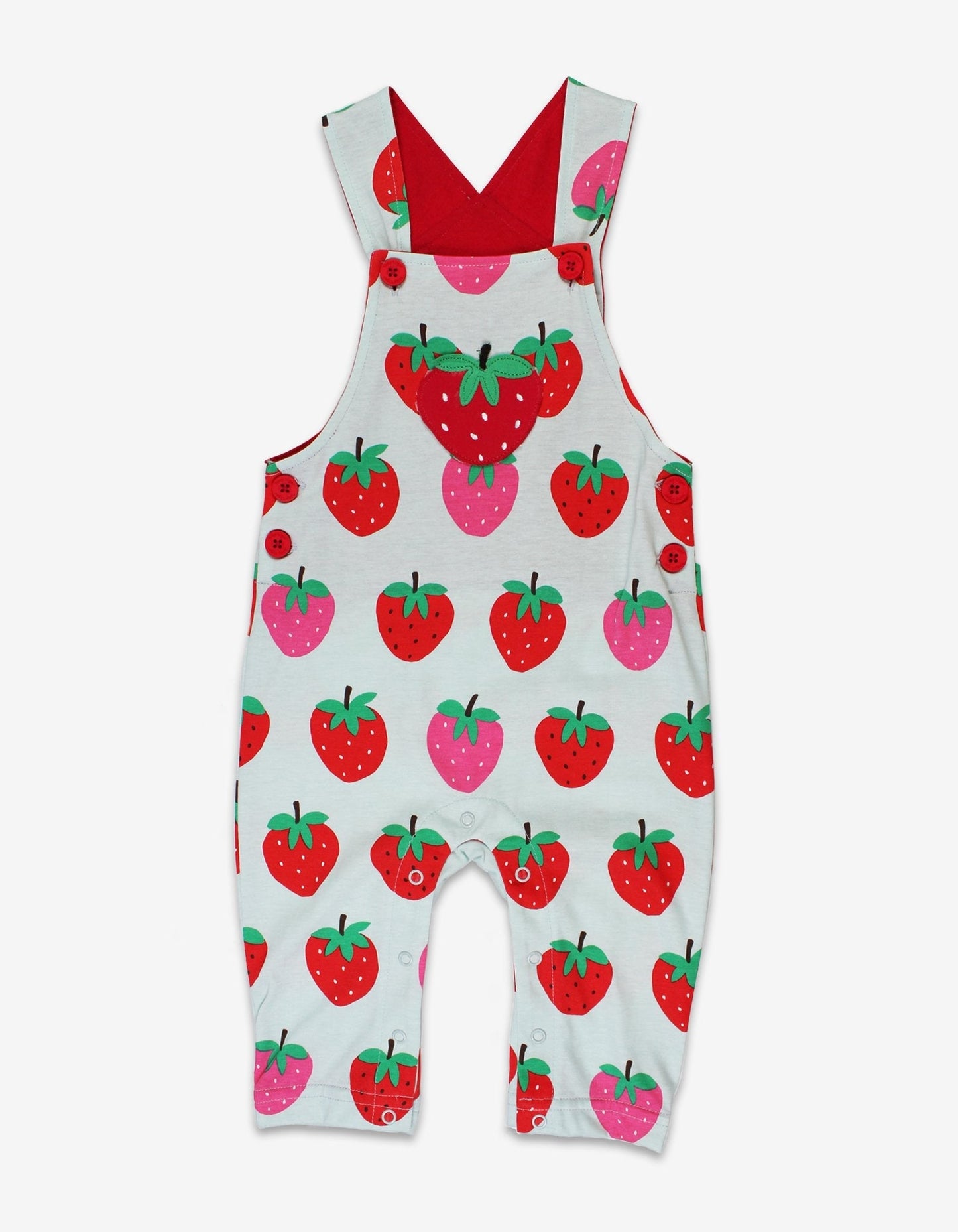 Organic Strawberry Print Dungarees Toby Tiger
