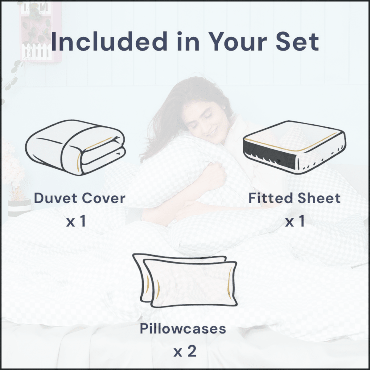Ella Cotton - White Duvet Cover, Sheet & Pillowcases Set