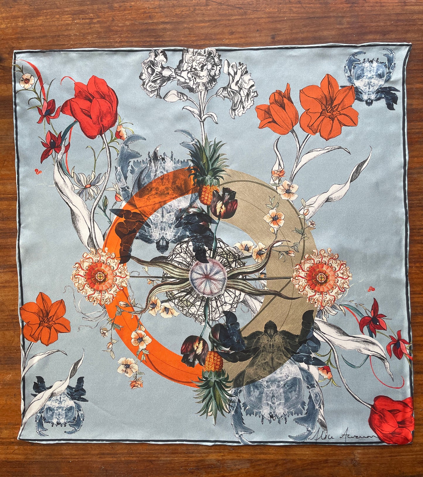 Light Blue Luxury Silk Pocket Square and tie in Gift set in box, 'Evolution' design formal wear for weddings or groomsmen gift Alice Acreman Silks