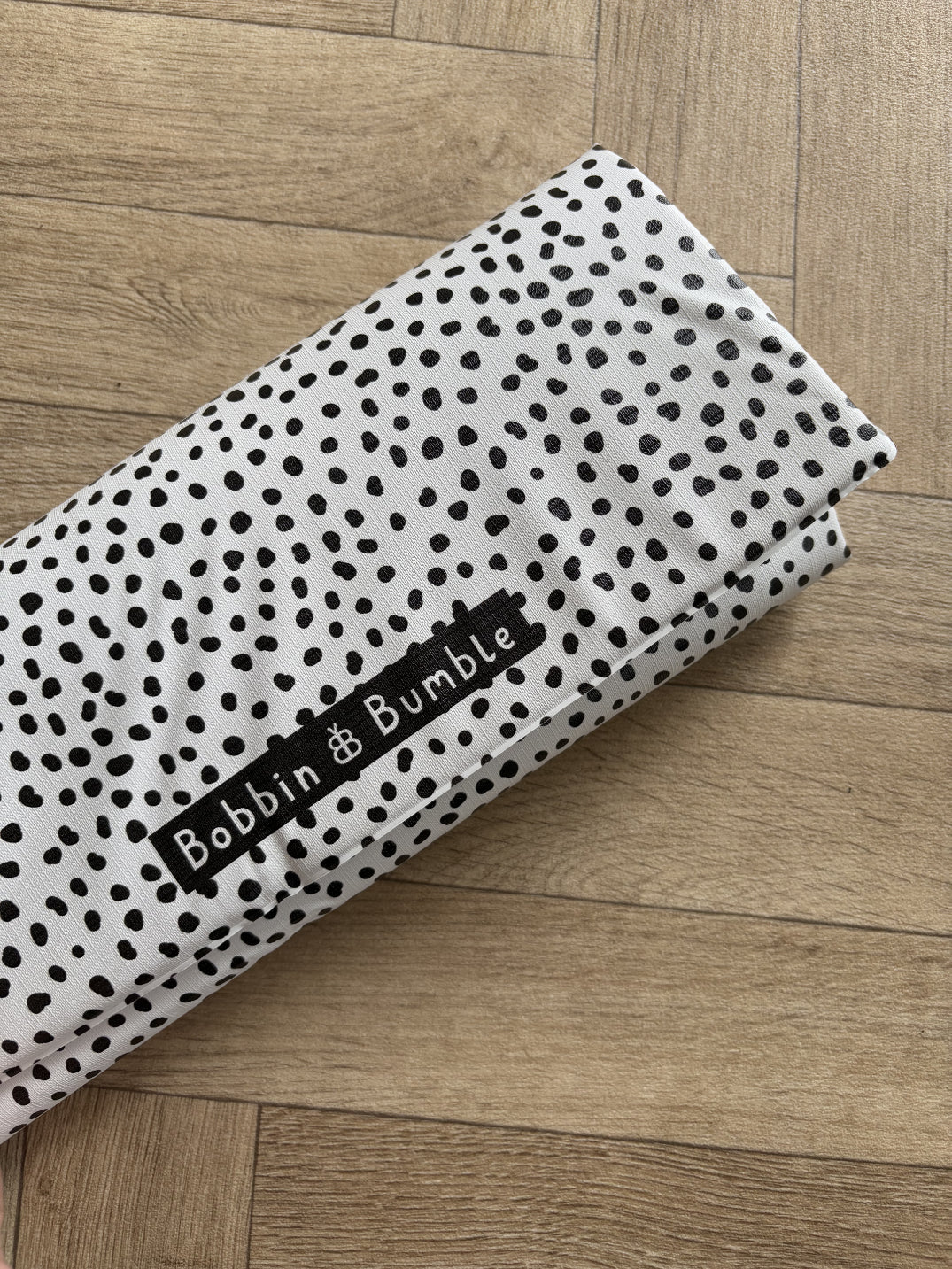 Travel Changing Mat - Black Spotty Print Bobbin and Bumble