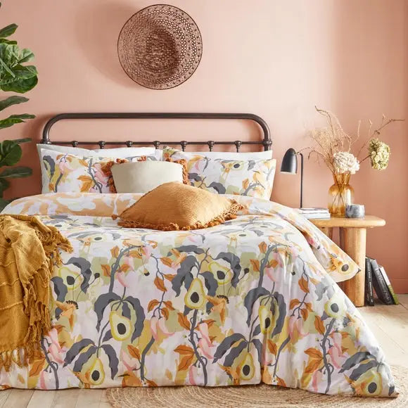 furn. Huerta Orange Duvet Cover and Pillowcase Set Dunelm