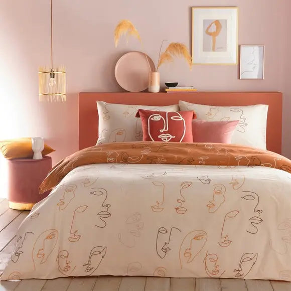 furn. Kindred Apricot Reversible Duvet Cover and Pillowcase Set Dunelm