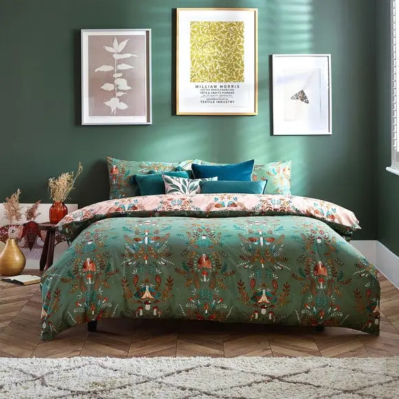 furn. Luna Wood Duvet Cover and Pillowcase Set Dunelm