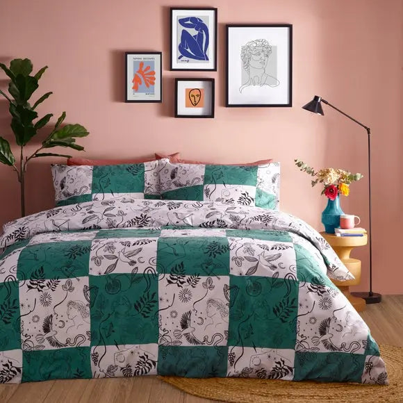 furn. Mythos Checkerboard Duvet Cover & Pillowcase Set Dunelm