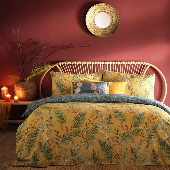 furn. Riva Mazari Mustard Duvet Cover and Pillowcase Set Dunelm