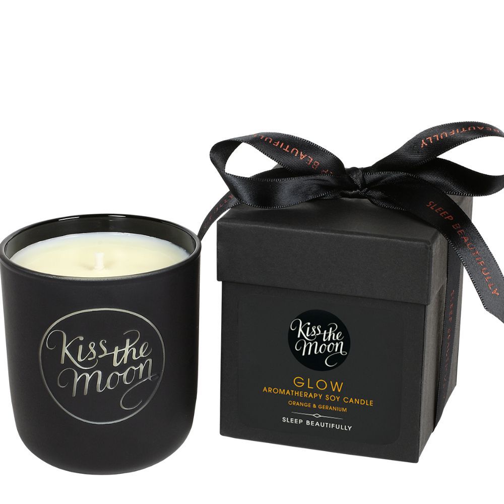 GLOW AROMATHERAPY SOY CANDLE | Revive with Orange & Geranium Kiss the Moon