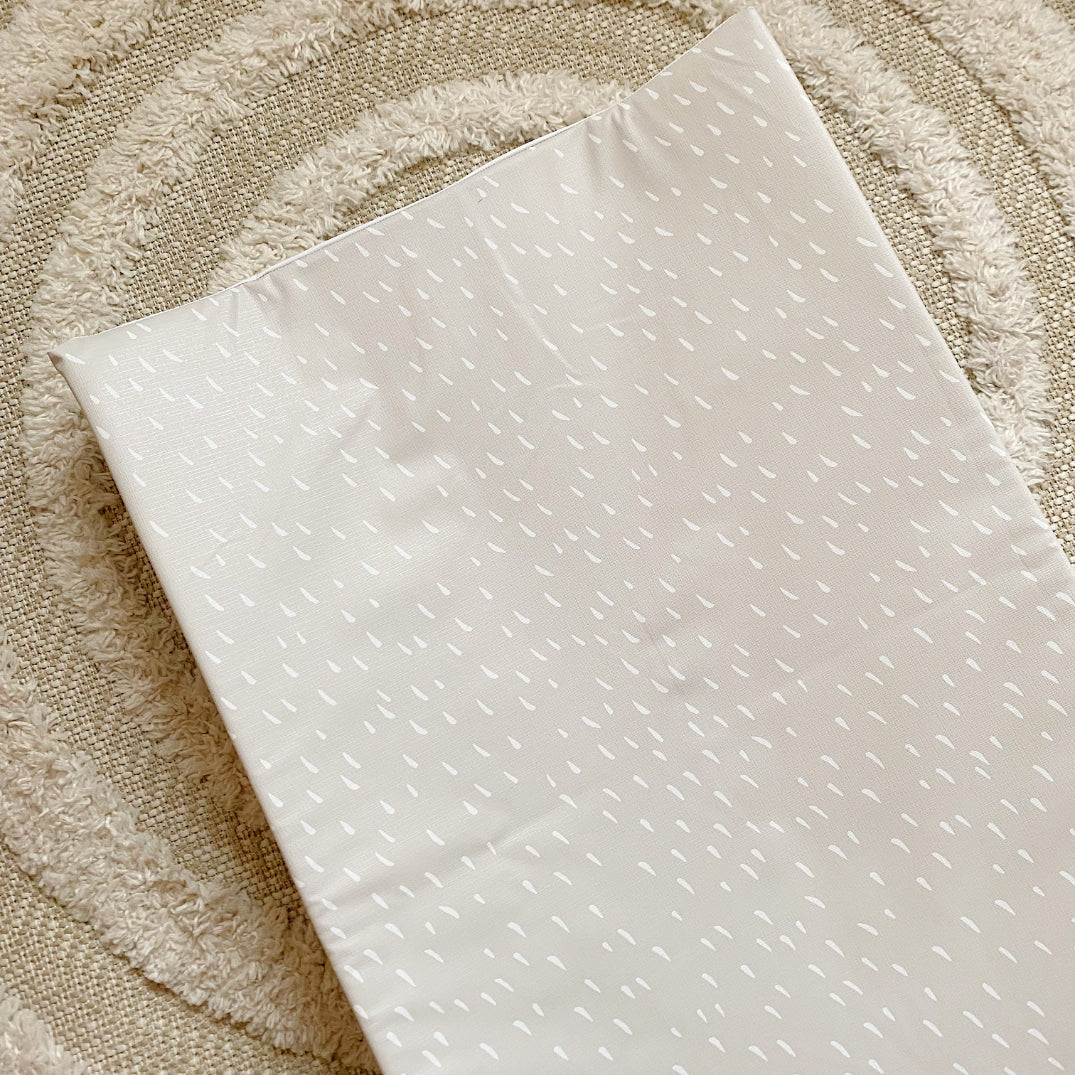 Anti-Roll Wedge Changing Mat - Greige Dash Print Bobbin and Bumble