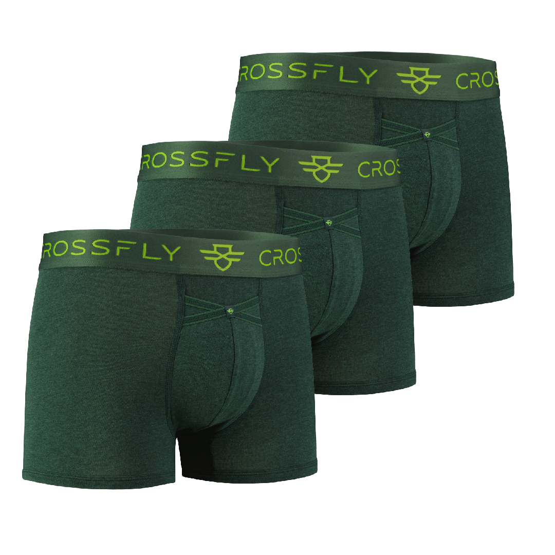 3-pack: IKON Men's 3" Trunks - Green Marle Crossfly