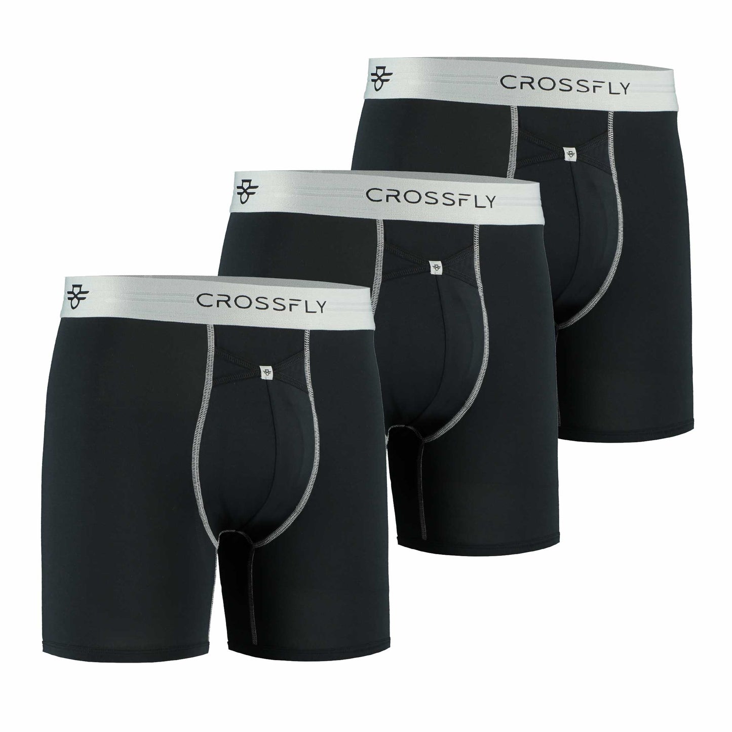 3-pack: IKON X Men's 6" Boxers - Black/Silver Crossfly